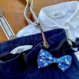Two-piece Set with Suspenders and Bow Tie